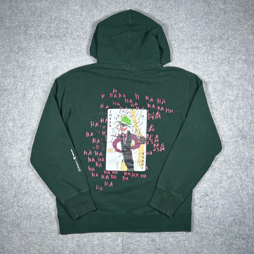 Uniqlo pullover Hoodie Mens‎ Large Green Jean-Michel Basquiat Joker DC Comics